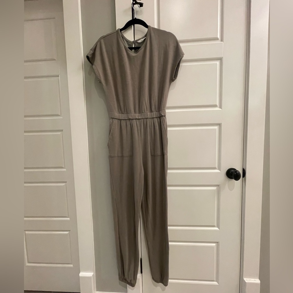 TALULAH Taupe Short Sleeve Jumpsuit